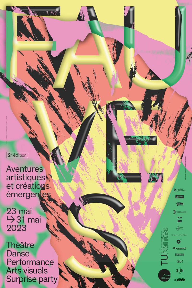 #FAUVES  23.05 > 31.05 
Une invitation à la découverte de la jeune scène de #nantes et d'ailleurs : formes hybrides et créations inédites d'une nouvelle génération d'artistes. 
@crousnantes BainPublic Saint-Nazaire, #conservatoire de <a href="/nantesfr/">Ville de Nantes</a> <a href="/NantesUniv/">Nantes Université</a> <a href="/musiquedanse44/">musiqueetdanse44</a>