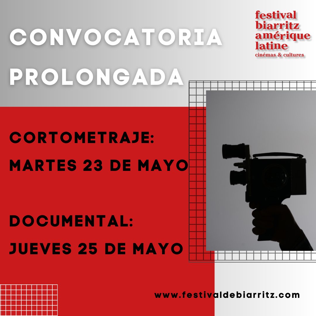 FestBiarritzAL's tweet photo. Appel à film prolongé pour les courts-métrages et documentaires ! Nous vous attendons !🥳
--
Convocatoria ampliada para los cortos y documentales ! Les esperamos ! 🤩
#fbal2023 #fbal #cine #LatinoAmerica https://t.co/NZTdzbTcG3