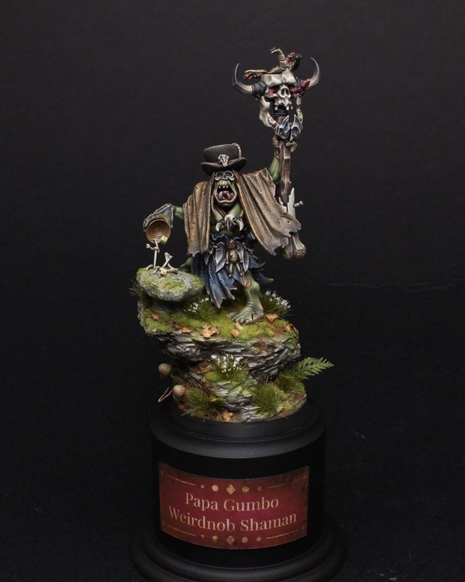 WargamesIll's tweet photo. Adam Skinner took home gold with this Papa Gumbo Voodoo Orc Shaman in the Fantasy Single Figure category at the Salute 50 Painting Competition.
#MiniatureMonday #MiniMonday #Wargames #Wargaming #Wargamers #TableTop #TableTopGaming @SLondonWarlords #Salute #Salute50 #Salute2023 https://t.co/BvcEe7khkl
