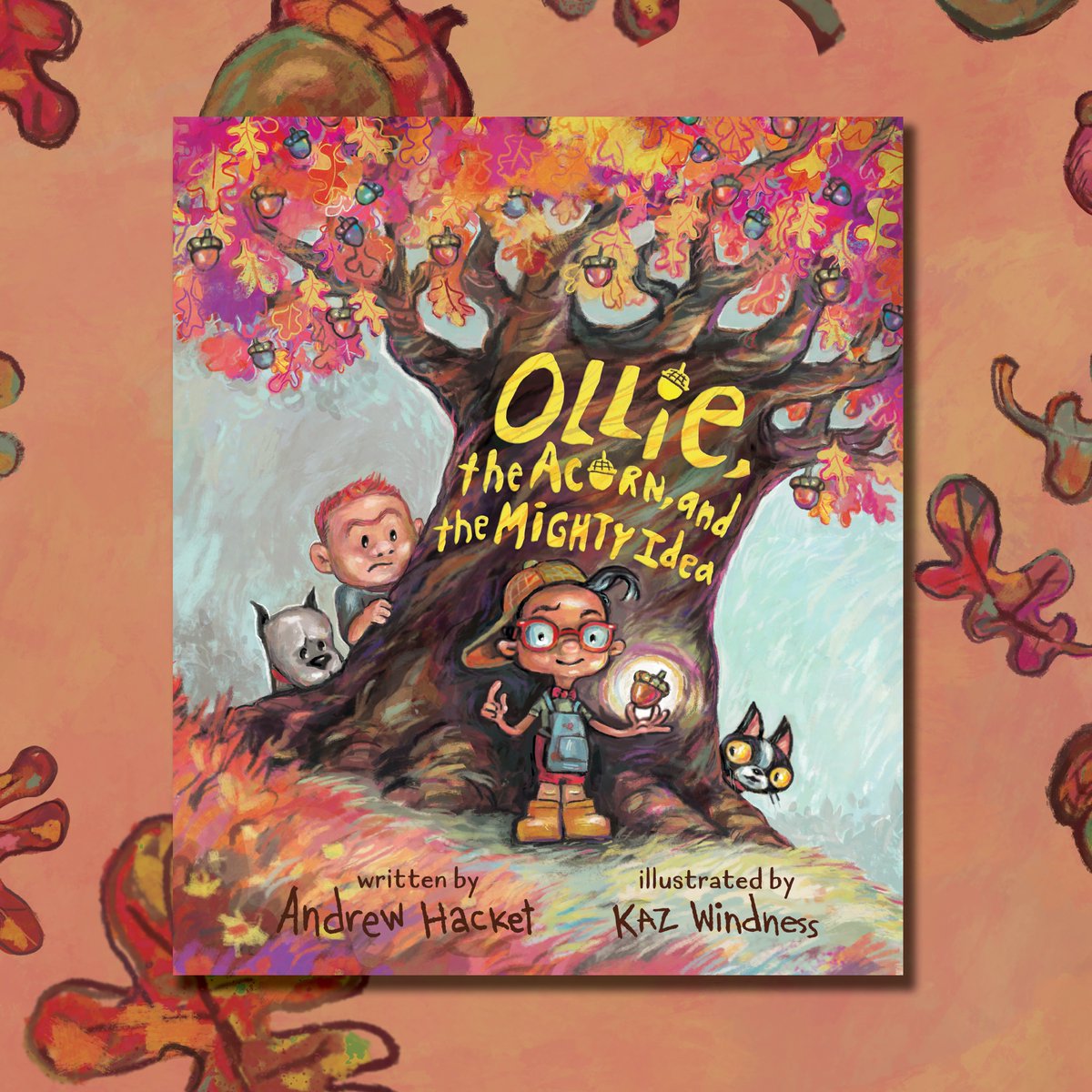 🌳Cover reveal! We're so excited to share the cover of OLLE, THE ACORN, AND THE MIGHTY IDEA by @andrewchacket and @KWindness! When Ollie’s idea to confront his bully has unexpected consequences, he learns there are many ways to be strong. On sale 4/9/24!

Design by <a href="/beazdesigns/">k. beaz</a>