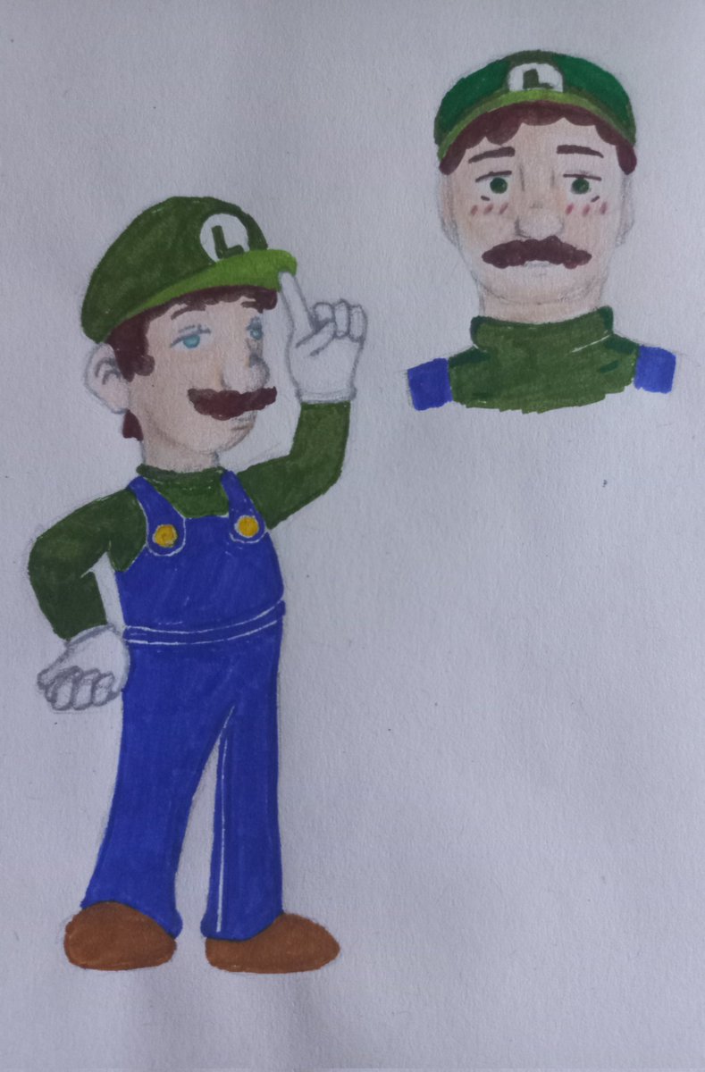 Azure_Owl__'s tweet photo. Wow, my Adhd brain really said: 
Problem = if I post too frequently, I'll soon be without something to post and get overwhelmed
Solution = not posting for days and keep postponing the new tweet 

I'm sorry ahah, here's one of my first attempts to draw Luigi ^-^" https://t.co/Emyd6jzXnw