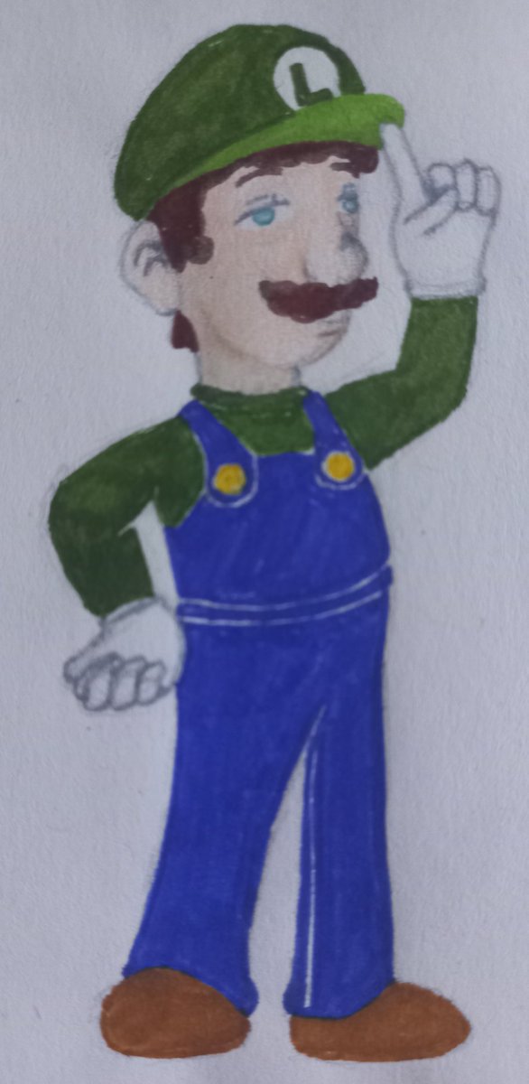 Azure_Owl__'s tweet photo. Wow, my Adhd brain really said: 
Problem = if I post too frequently, I'll soon be without something to post and get overwhelmed
Solution = not posting for days and keep postponing the new tweet 

I'm sorry ahah, here's one of my first attempts to draw Luigi ^-^" https://t.co/Emyd6jzXnw