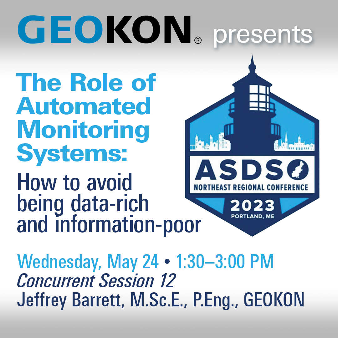 Attend the ASDSO NE Regional Conference in Portland, ME and watch Jeff Barrett present on Automated #Monitoring Systems! Come find out how you can avoid being data-rich and information-poor on Wednesday, May 24th at 1:30pm. @Dam_Safety 

#damsafety #dams #monitoringsolutions