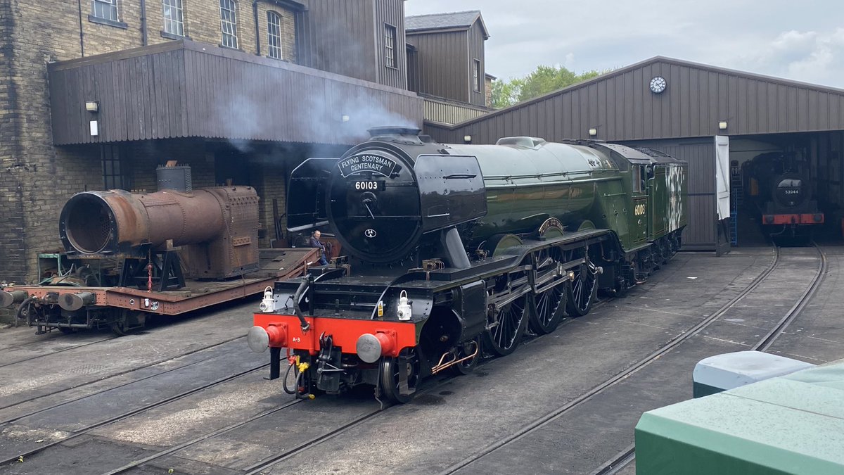 BronteParsonage's tweet image. What a treat to see 60103 ‘Flying Scotsman’ on display @WorthValley this month! The BPM team made their way down the cobbles to see the world’s most famous steam engine in action, looking absolutely stunning at 100 🎂

#KWVR #FlyingScotsman