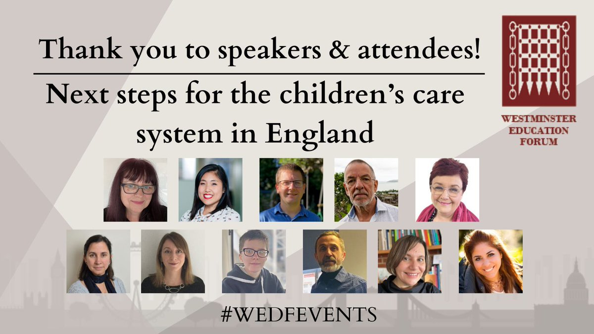 Thanks to our speakers <a href="/AoCPPtweet/">Association of Child Protection Professionals</a> @JanetBoddy @DanT1981 @serenitywelf <a href="/BASW_UK/">BASW</a> <a href="/thechaorguk/">The Children's Homes Association</a> Jackie Roper <a href="/UniKent/">University of Kent</a> <a href="/YerinSeo2/">Yerin Seo</a> <a href="/gallagherone/">Harvey Gallagher</a> <a href="/StChris1870/">St Christopher's Fellowship</a> &amp; attendees for joining #WEDFEvents! 

Information on future events: westminsterforumprojects.co.uk/conference-dia…