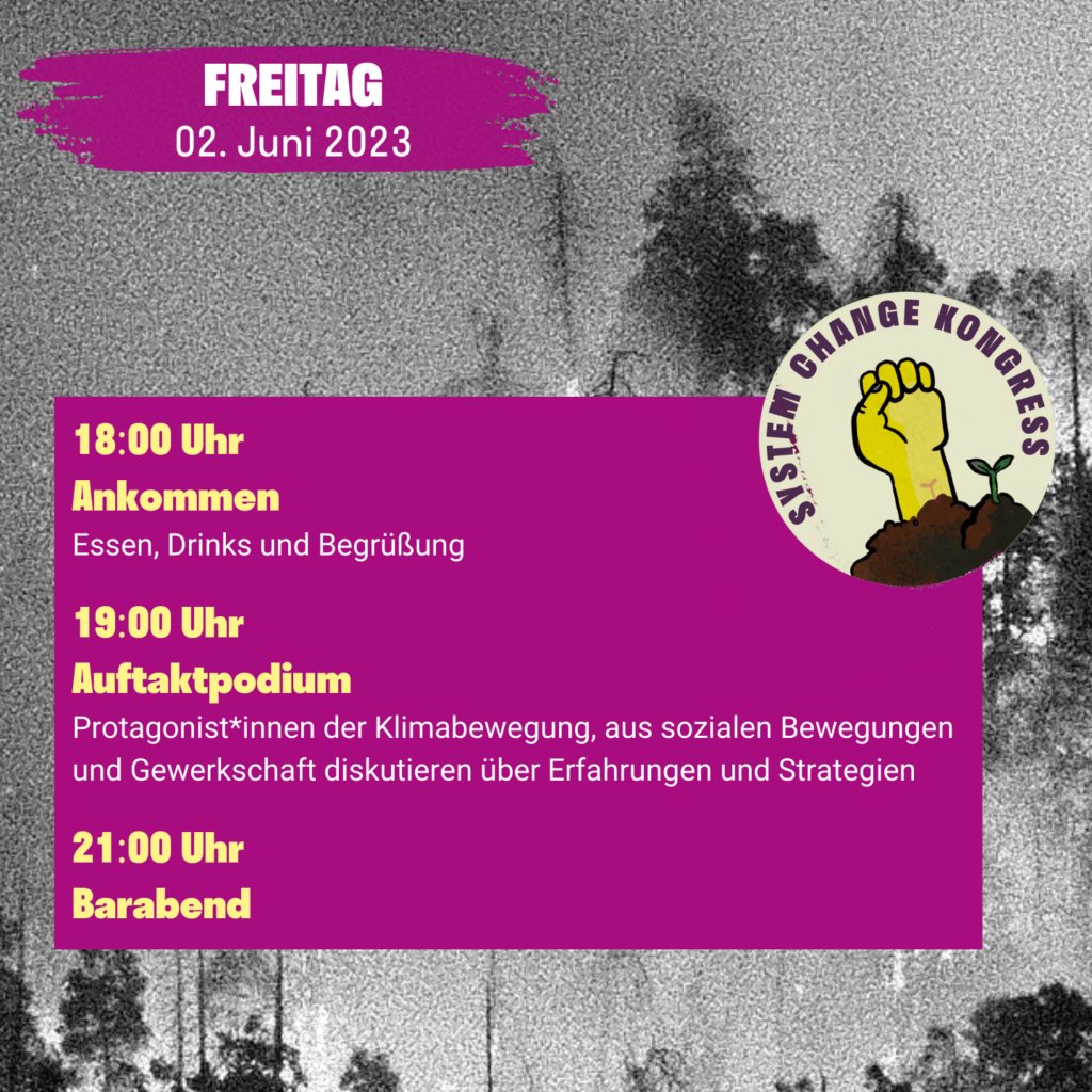 systemchange_hh's tweet image. Unser Programm ist nun raus! 

Freitag starten wir mit einem spannenden und interakativen Auftaktpodium. 

Um 19 Uhr startet wir mit dem Podium. Danach lassen wir den Abend an der Bar ausklingen. 

Das gesamte Programm findet ihr hier: systemchange-hamburg.org/programm/