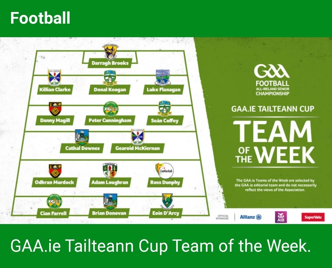 Offaly_GAA's tweet photo. Comhghairdeas to both @pcunningham15 and Cian Farrell who have both made the https://t.co/eae72RoBxW Tailteann Cup football team of the week. 

Peter was rock solid yet again at centre back, as Cian stuck away 2-04 in our win over London  @Glenisk O'Connor Park yesterday.

Well done lads from all @Offaly_GAA