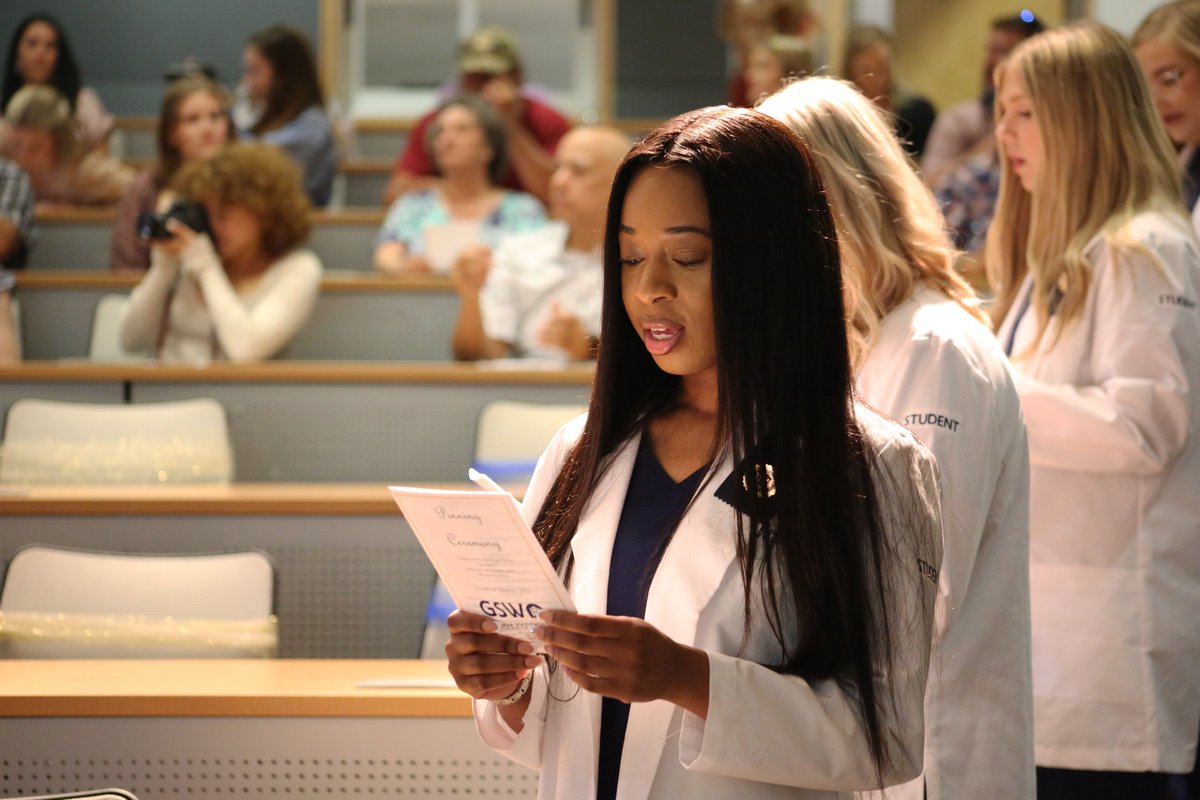 GaSouthwestern's tweet photo. GSW's College of Nursing and Health Sciences welcomed 22 new nurses into the profession and recognized student awardees at last week's Nursing Pinning Ceremony. We wish these 2023 graduates the best of luck as they proudly enter the healthcare workforce! #GSWgrad https://t.co/sNr62thtBw