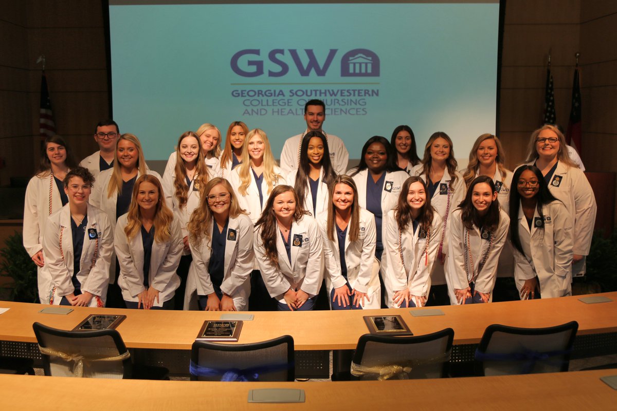 GaSouthwestern's tweet photo. GSW's College of Nursing and Health Sciences welcomed 22 new nurses into the profession and recognized student awardees at last week's Nursing Pinning Ceremony. We wish these 2023 graduates the best of luck as they proudly enter the healthcare workforce! #GSWgrad https://t.co/sNr62thtBw