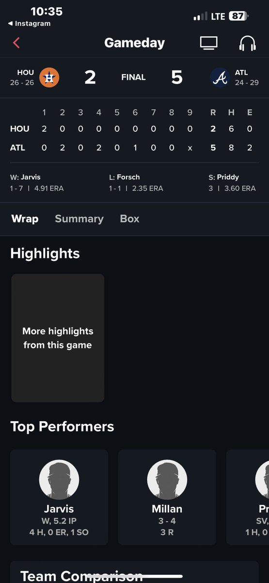 Fredthomas05's tweet photo. Are any other Braves fans getting random notifications of the Braves winning on the At Bat App?  When I clicked on it, it’s not even the Braves roster or record https://t.co/k2174wPRmn