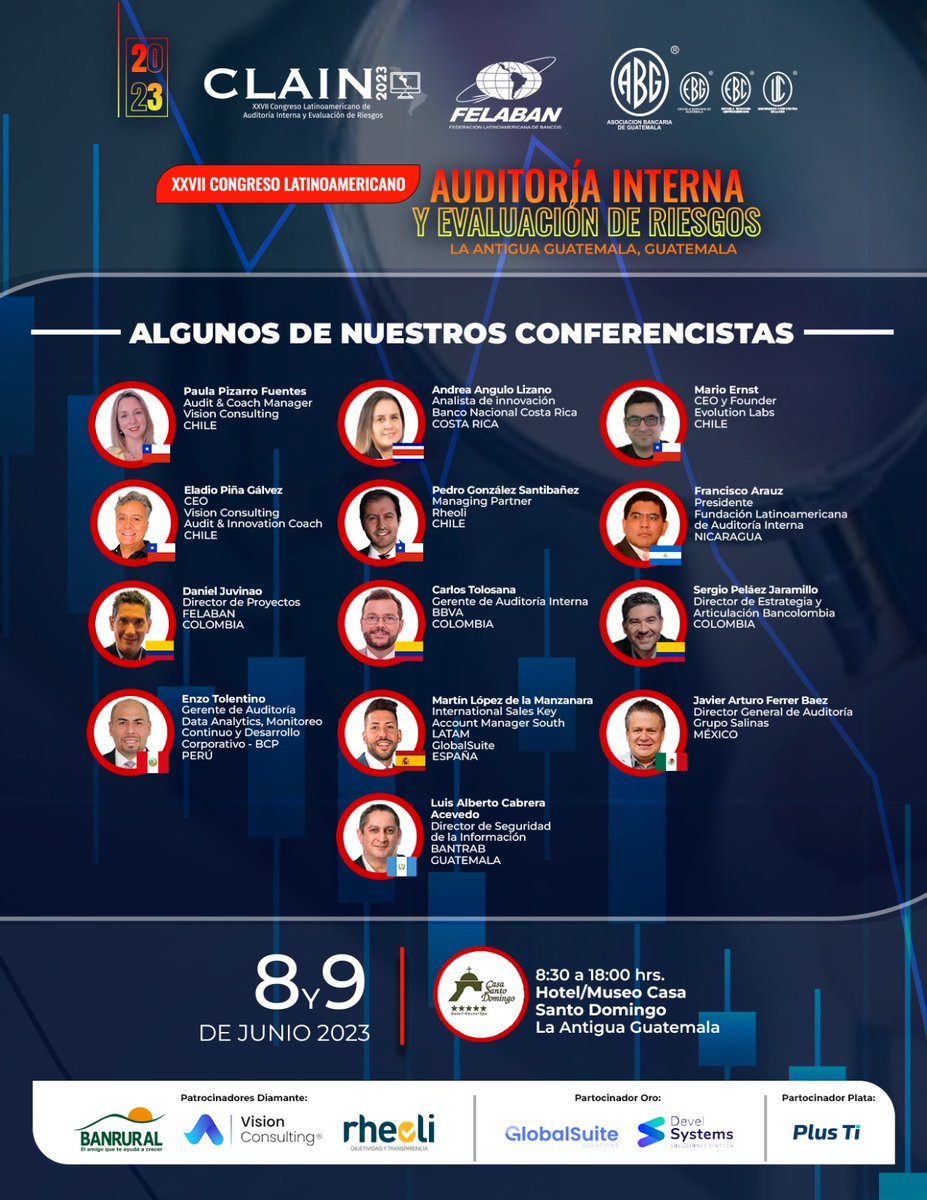 FelabanOnline's tweet photo. ¡Inscríbete ahora y asegura tu lugar en el 27° Congreso Latinoamericano de Auditoría Interna y Evaluación de Riesgos, #CLAIN2023!
✅ Inscríbase aquí: https://t.co/cfLj3acdzx
Nos vemos en #LaAntigua #Guatemala 🇬🇹 https://t.co/rrpcDvlxb7
