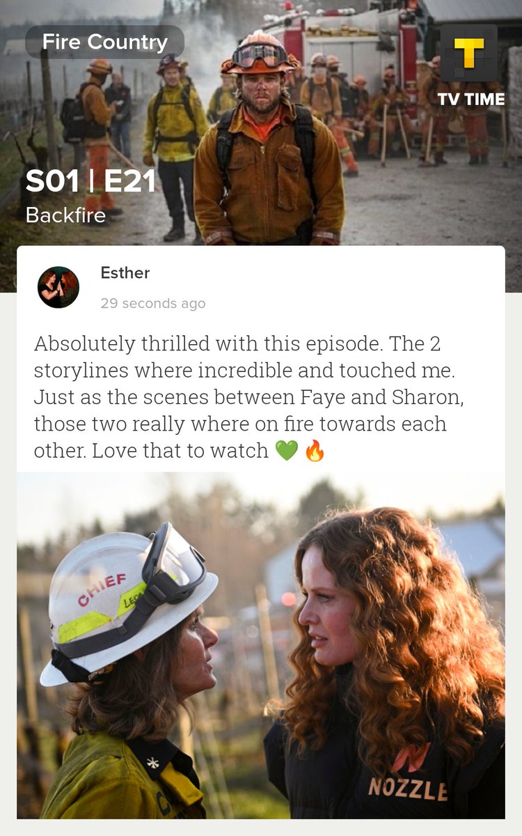 Wrote a small 'review' about last episode of #FireCountry/#FireCountryCBS 💚🔥

@bexmader @GetDianeFarr @maxthieriot

 tvtime.com/r/2OEoW