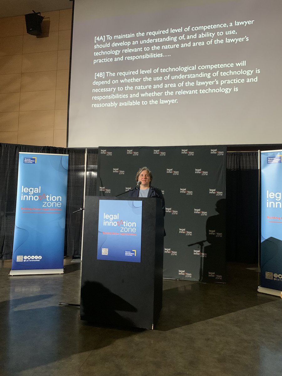 LIZTorontoMet's tweet photo. “Lawyers have an ethical obligation to provide clients with efficient legal service. When do we get to the point where lawyers have to utilize AI tools so they can continue to provide efficient and ethical services?” @AmySalyzyn #LIZAICon https://t.co/sVUDa3H9JM