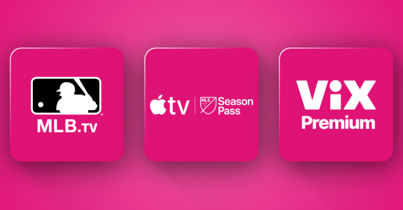 MikeSievert's tweet photo. Our customers love streaming on the most-awarded 5G network &amp; they also love sports! So, we're giving them more of what they love:

⚾️ @MLBTV
⚽️ @MLS Season Pass
⚽️ 1 year Vix Premium on us

➕ Folks switching to @TMobile on Go5G Plus get $200/line towards a sports streaming app!