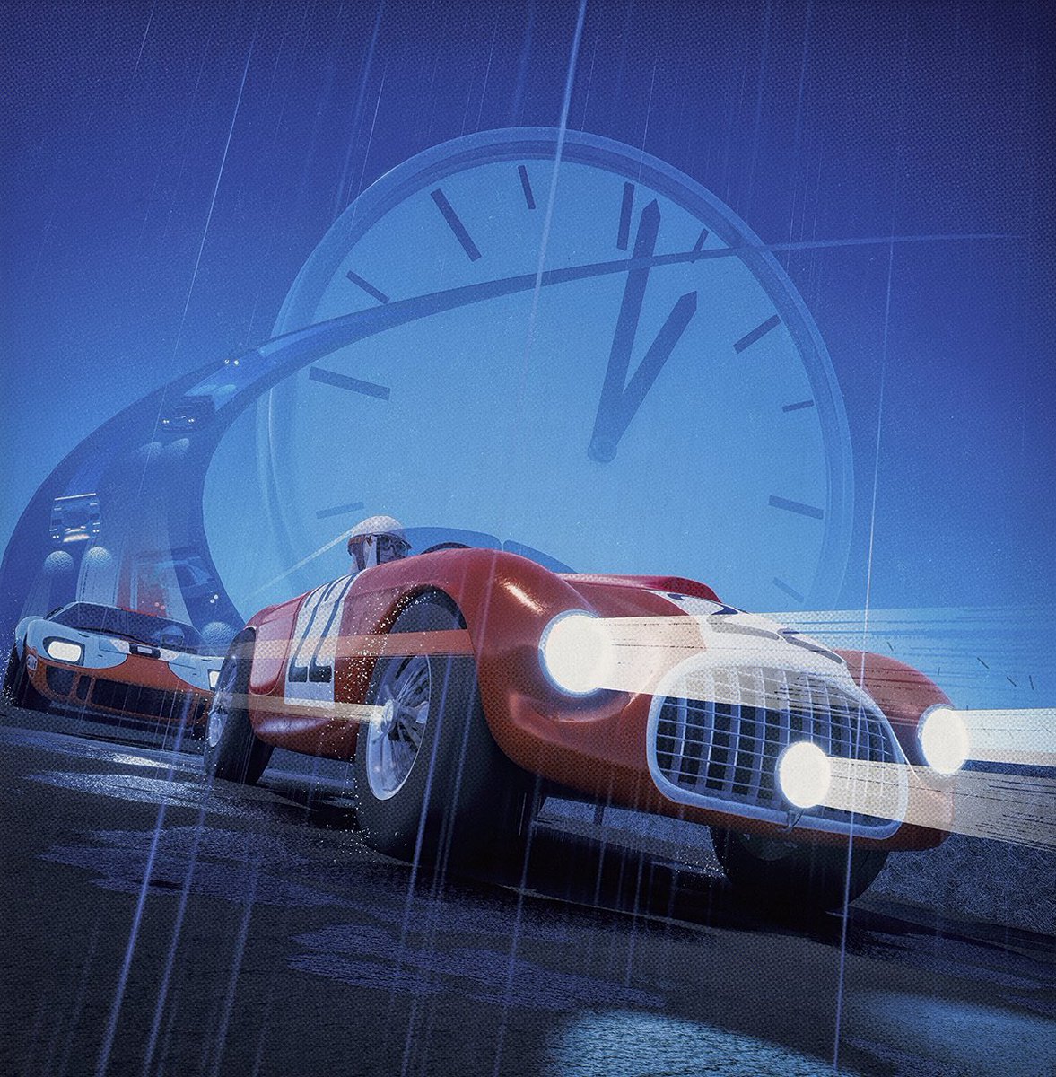TavisCoburn's tweet photo. Recent cover for the beautifully designed @MagnetoMagazine by Peter Allen for their 24 Hours of Le Mans edition. #Ferrari #Ford #LeMans #motorsport #art https://t.co/97Gz1g8QKk