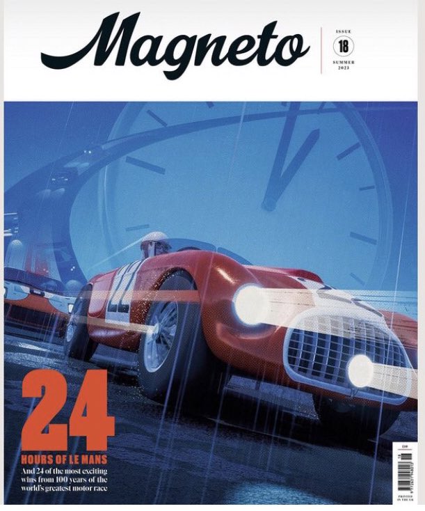 TavisCoburn's tweet photo. Recent cover for the beautifully designed @MagnetoMagazine by Peter Allen for their 24 Hours of Le Mans edition. #Ferrari #Ford #LeMans #motorsport #art https://t.co/97Gz1g8QKk