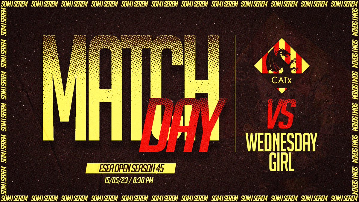 JOUR DE MATCH !🐲

Nous affrontons aujourd'hui l'équipe WEDNESDAY GIRL 🇺🇦 à 20h30 !

Rejoignez-nous ce soir sur la chaîne Twitch de <a href="/bulbiere/">Bulbiere</a> pour la diffusion du match !

#ESEA #CSGO #CATx #somiserem