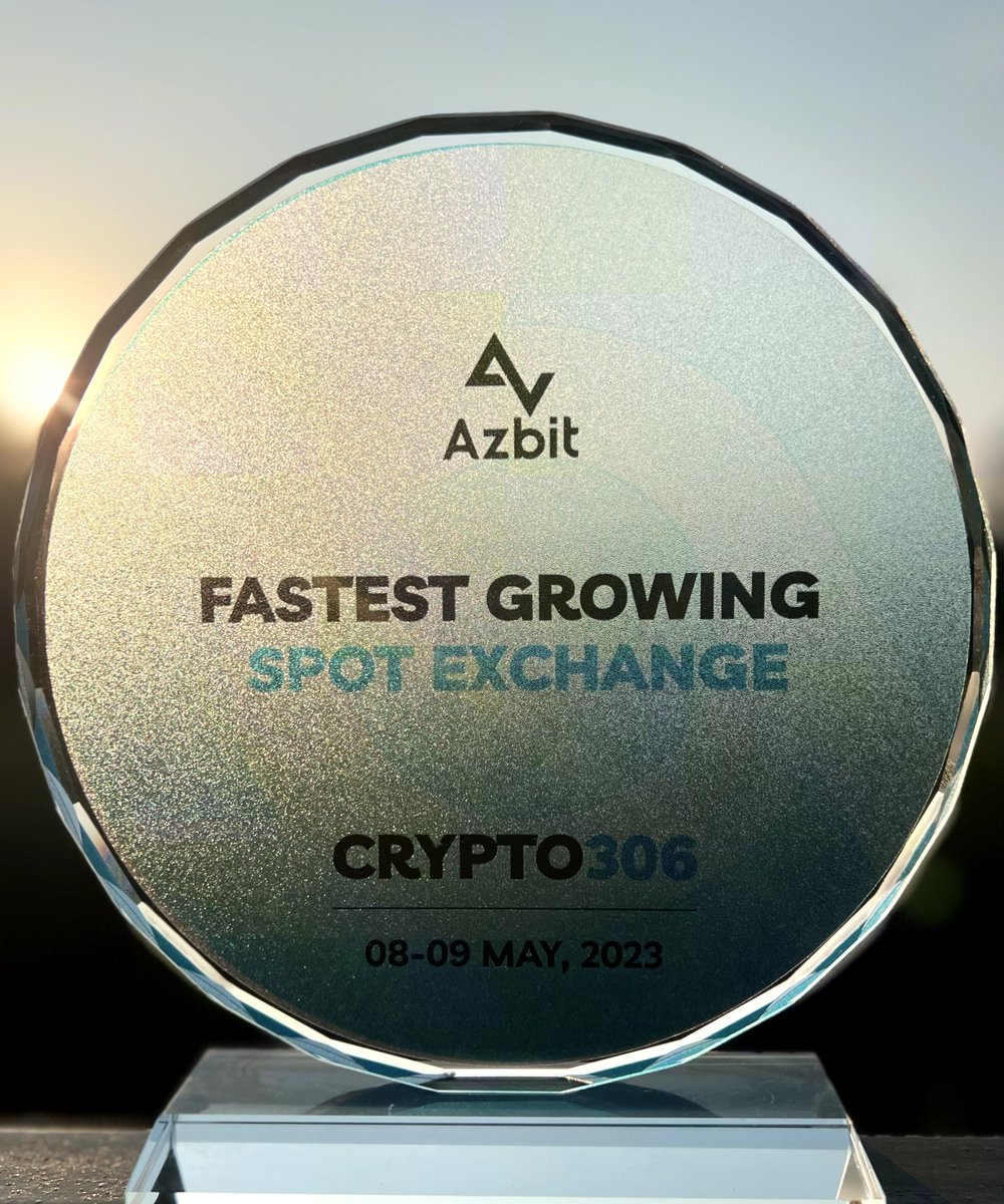 azbit_news's tweet photo. 🏆🎉We have some exciting news: #Azbit was awarded the Fastest Growing Spot Exchange at #Crypto306 Dubai!
Thank you @Crypto_306 for the recognition!
More details about the event will be revealed in the next post, stay tuned. https://t.co/KLsmG3H5tW