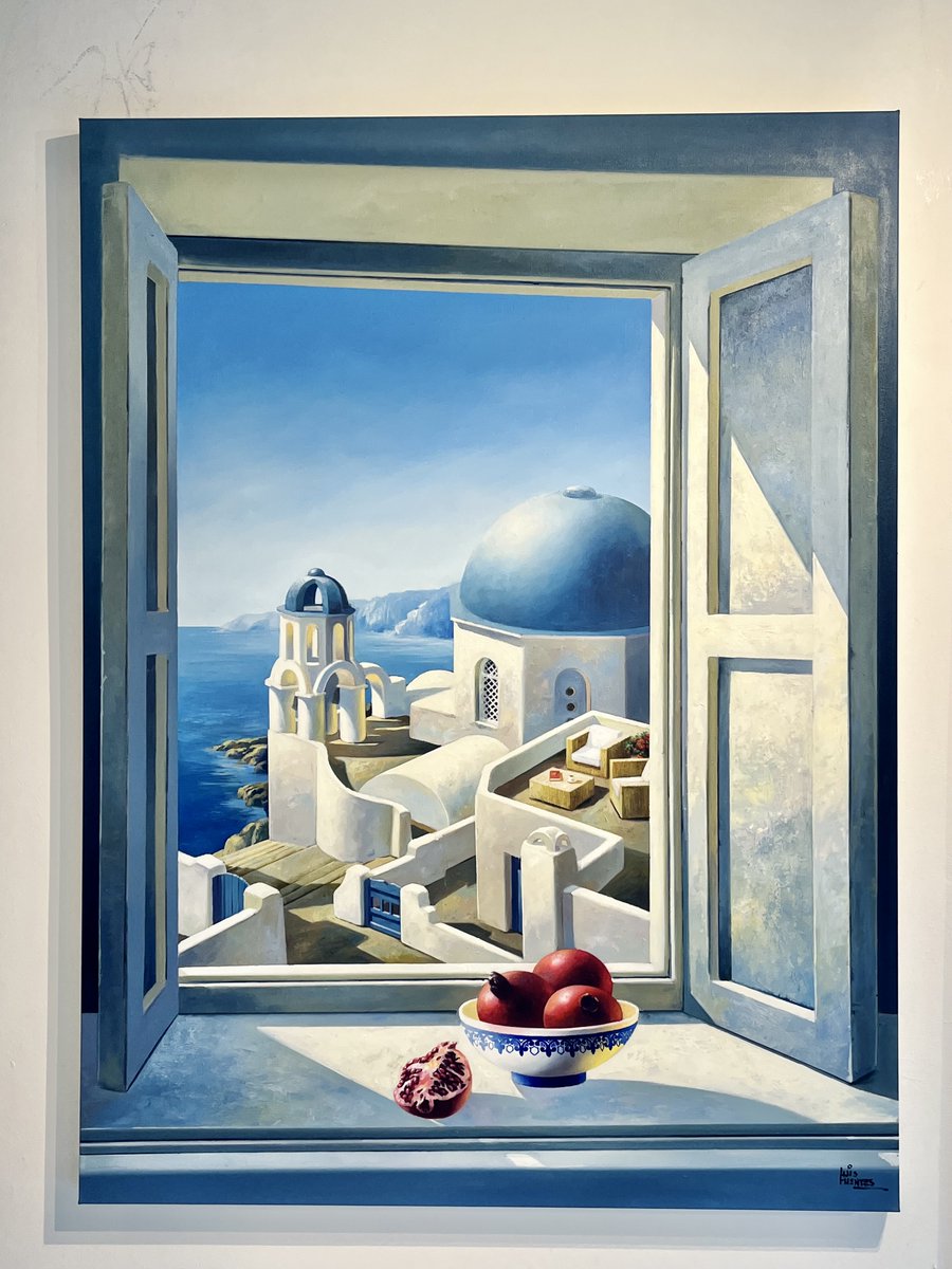 SignetArt's tweet photo. This original artwork by Peruvian painter @luisfuentesartist is a relaxing retreat to the sublime Mediterranean. This  picturesque image is painted to a convincing level of realism, providing  a chance to be immersed in the magic of island life. #mediterranean #ocean #oilpainting https://t.co/yo8VU3z7sN