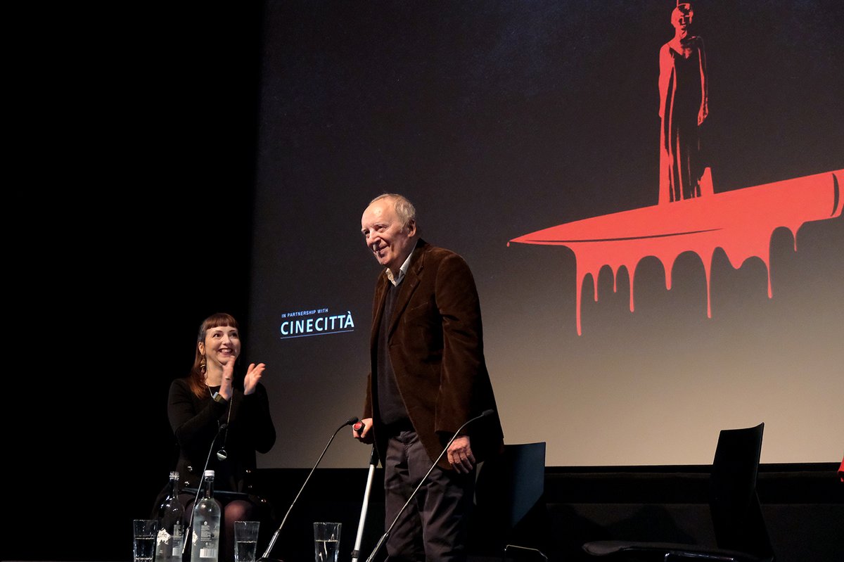 BFI's tweet photo. Legendary filmmaker Dario Argento joined us at BFI Southbank this weekend for an in-conversation with director @pranobaileybond.

Our retrospective of his career continues throughout May https://t.co/1eee7jkgs3

Photos: @neilmassey_ https://t.co/RvOBwdcrCU