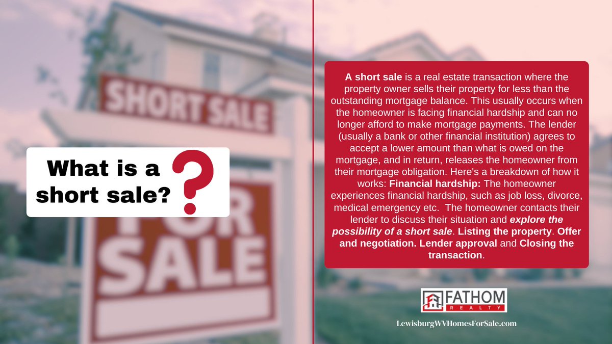 RebeccaGaujot's tweet image. Do you know what a short sale is?     Here's a breakdown of how it works.      #ShortSale #RealEstate  #RebeccaGaujotRealty #WVHomesForSale  #RealEstateAgent  #RealEstateExpert   #ListingAgent  #HomesForSale #WVHomesForSale  #RealEstateAgent  #LewisburgRealEstate  #HomeBuying