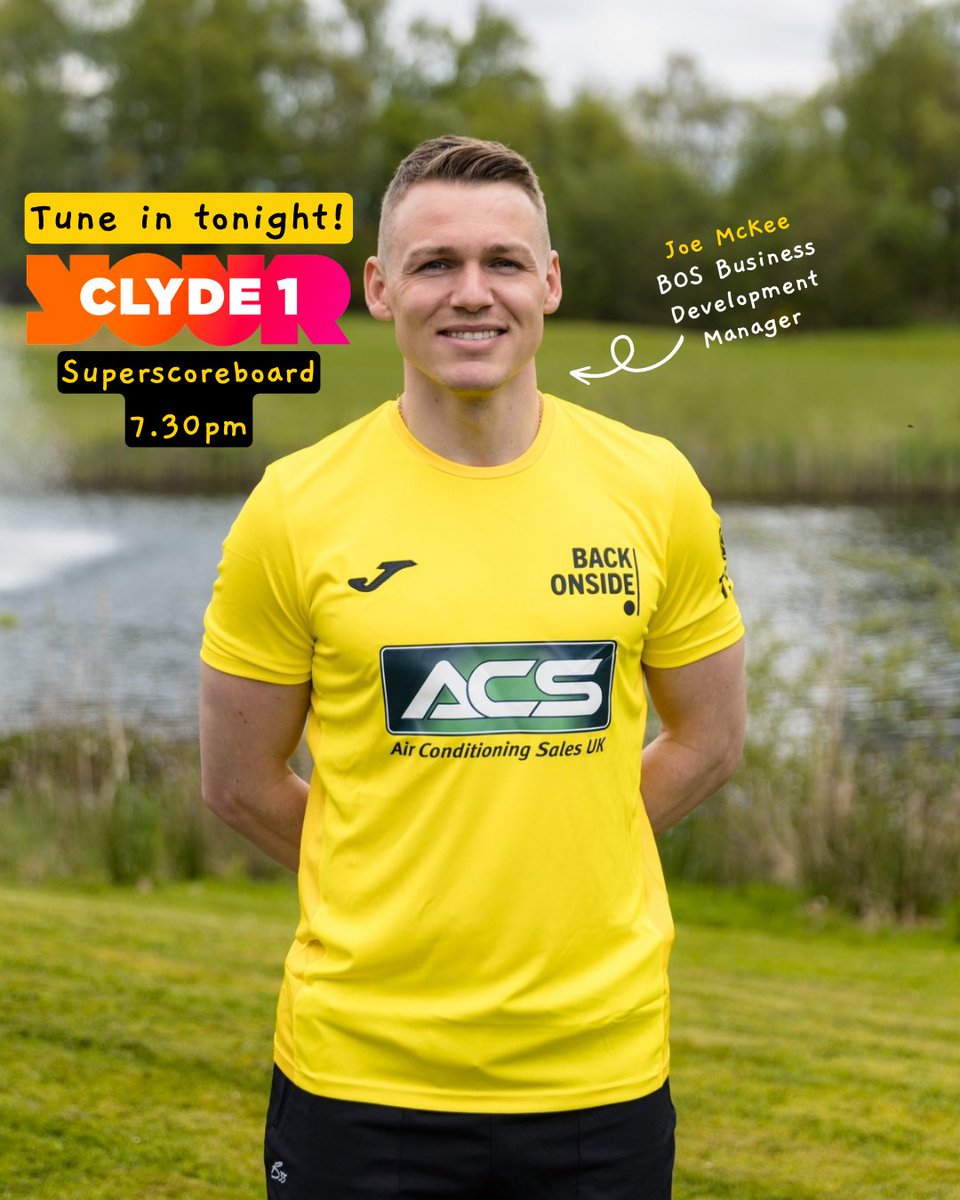 🚨 TONIGHT ON CLYDE 1!👇🏽

Our very own Joe McKee will be LIVE on @ClydeSSB  show representing Back Onside tonight (Monday 15 May) at 7.30pm! We will be tuning in to hear his radio debut, make sure you are too!

Good luck Joe, we can’t wait to hear you! 🎧 💛…