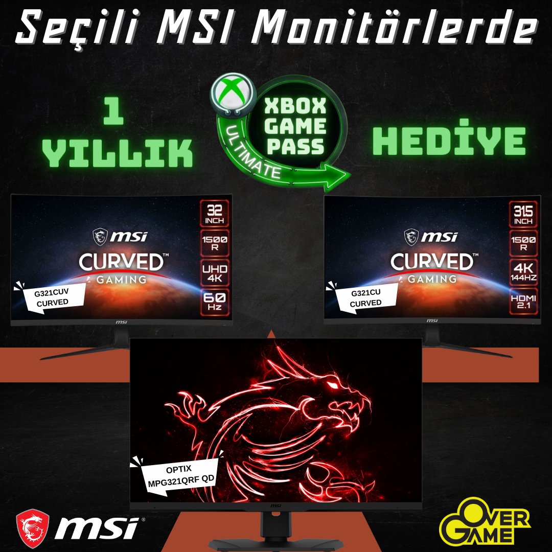 MSI Monitörler ile 1 Yıllık Gamepass Ultimate hediyesi OverGame’de!

Seçili MSI monitörlerden birini aldığınızda 1 yıllık Game Pass Ultimate aboneliği hediye! 

Web Mağazamız: overgameweb.com

#overgame #msi #monitör #gaming #gamepass #xbox #gamepassultimate #monitör