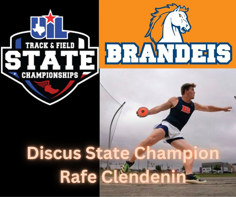 NISD_Athletics's tweet photo. CONGRATULATIONS TO RAFE CLENDENIN  OF BRANDEIS HS, THE UIL TEXAS STATE DISCUS CHAMPION! LET'S GO NORTHSIDE!
@NISD
@UILTEXAS
@NISDBRANDEIS https://t.co/Gppx22cjHN