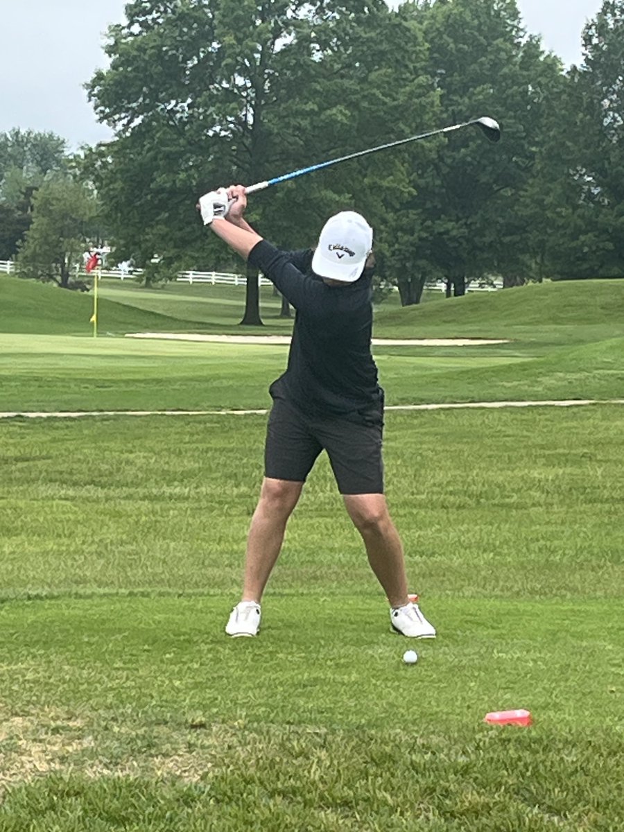 Aden teeing off on his first state hole. Good luck.