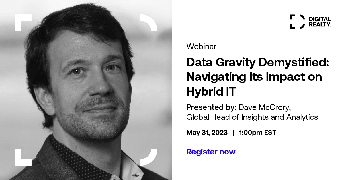 JackFunchion1's tweet image. digitalrealty: Join us for an exclusive webinar with Dave McCrory, the mastermind behind the term &quot;Data Gravity.&quot;
 
We will discuss the impact of #DataGravity on your business and hybrid IT architectures.

Register now: okt.to/bja51S 

#TheDat…
