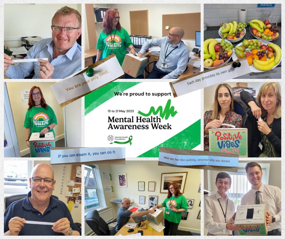 Day 1 of Mental Health Awareness Week has filled the office with positive vibes.

Our mental health first aider has been delivering quotes of positivity to all our and our kitchens have also been stocked with fresh fruit. 

#mentalhealthawarenessweek2023 
#positivevibes