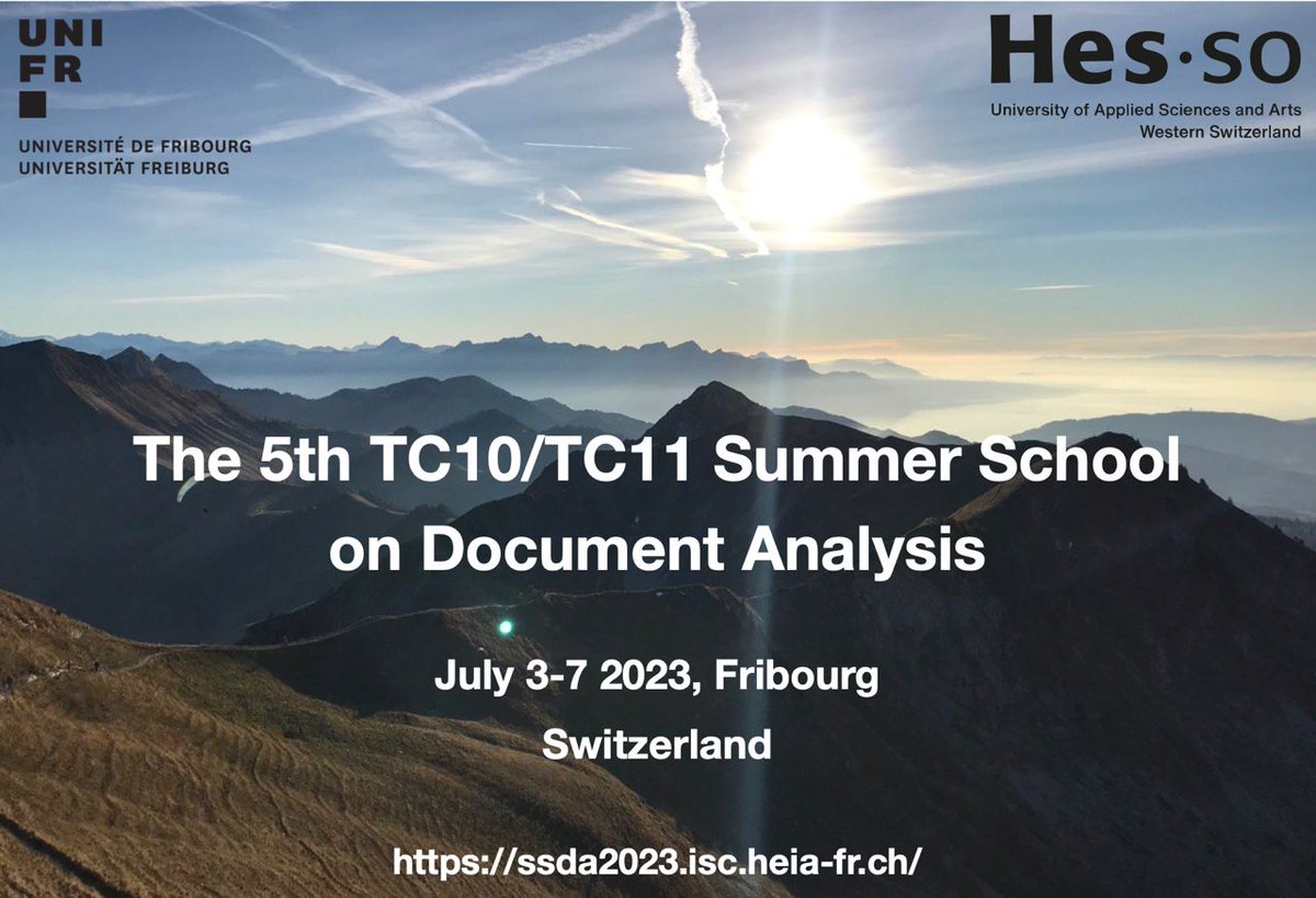 ICDAR 2021 (@icdar2021) on Twitter photo Join the 5th <a href="/IAPR_TC10/">IAPR_TC10</a>/<a href="/IAPR_TC11/">TC11 Reading Systems</a> Summer School on Document Analysis, taking place from July 3-7, 2023 in Gruyere, Switzerland. Limited spots available, register now! There is an exciting scientific and social program planned. ssda2023.isc.heia-fr.ch #SSDA2023 #DAR #summerschool Join the 5th <a href="/IAPR_TC10/">IAPR_TC10</a>/<a href="/IAPR_TC11/">TC11 Reading Systems</a> Summer School on Document Analysis, taking place from July 3-7, 2023 in Gruyere, Switzerland. Limited spots available, register now! There is an exciting scientific and social program planned. ssda2023.isc.heia-fr.ch #SSDA2023 #DAR #summerschool