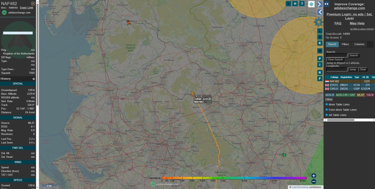 NAF482, guessing a Netherlands helicopter heading north? might go through the Lake District? #AvGeek #aviation #haveglass