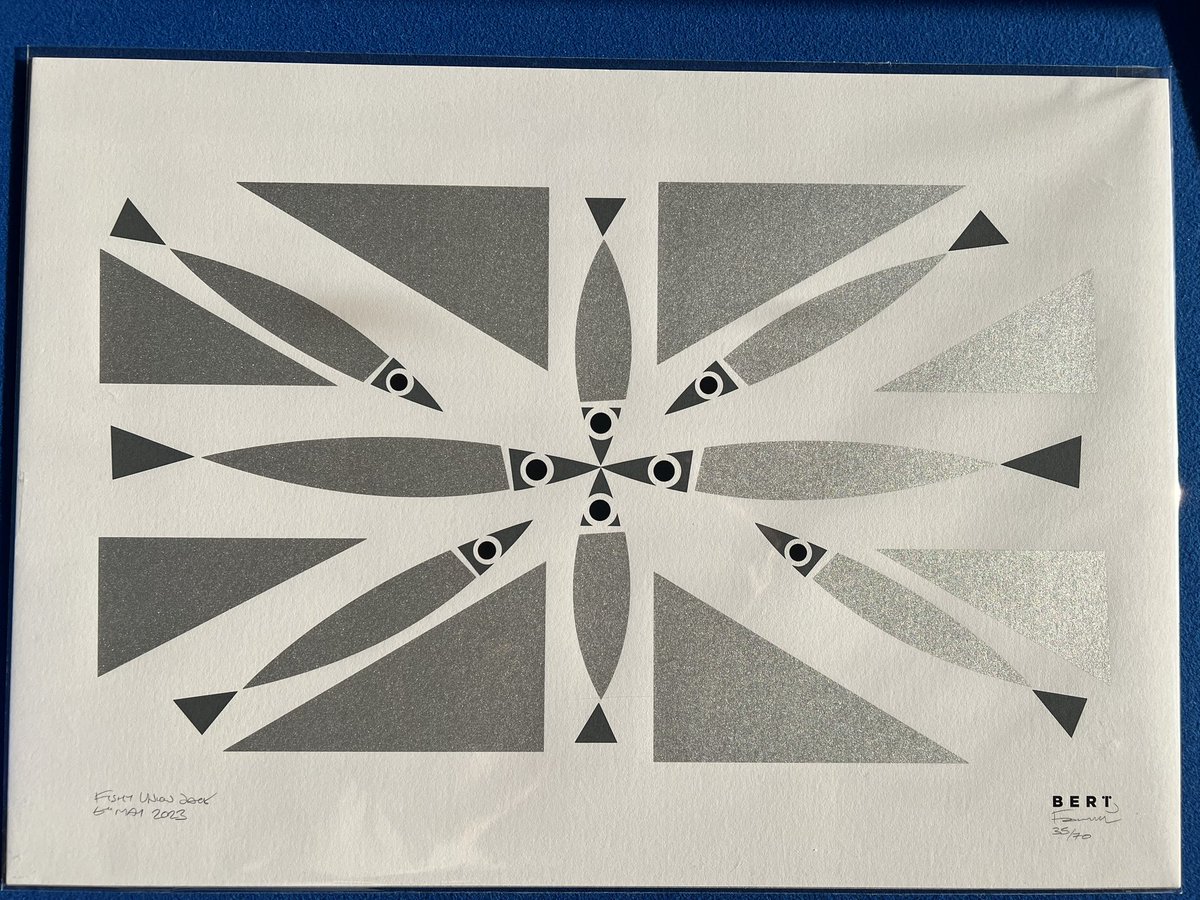 <a href="/BertAndBuoy/">Bert & Buoy</a>  Just received the next couple of pieces of Bert Fowler Art… love this one… Fishy Union Jack #shoplocal. Thanks for the prompt delivery. 🐠 🇬🇧