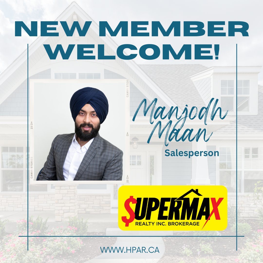 PerthHuron's tweet photo. New Member Welcome to the Huron Perth Association of REALTORS® to Manjodh Maan  - Salesperson at Supermax Realty Inc.
.
.
.
#NewMember #HPAR #REALTORS® https://t.co/QxmMKSV7G8