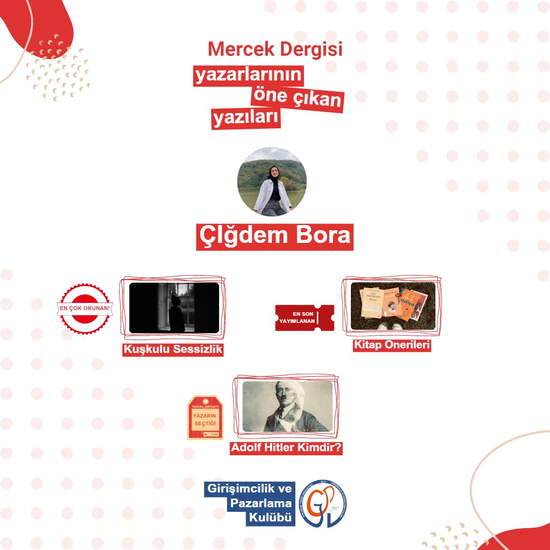 Mercek Dergisi yazarlarının öne çıkan yazıları ile karşınızdayız. 🥳 Yazarlarımızın yazılarını okumak ve yorum yapmak için; mercekdergisi.ktugipak.com/yazar/cigdembo…✨
Her Pazartesi ve Perşembe 18:00'de yeni paylaşımlar için takipte kal! 🎉