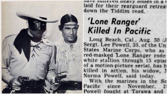 VeteranOwned's tweet photo. Born on this day in 1908, Lee Powell was the first actor to portray #TheLoneRanger on film. During #WorldWarII he enlisted in the U.S. #MarineCorps and participated in combat on several Pacific Islands, on one of which he died in 1944. #LeePowell is another on a long list of https://t.co/3WlZsKKZdN; although in his case his stardom came prior to service! Happy Angel Birthday. RIP! #NeverForgotten! Hi-Yo, Silver! Away! @FamousVeterans