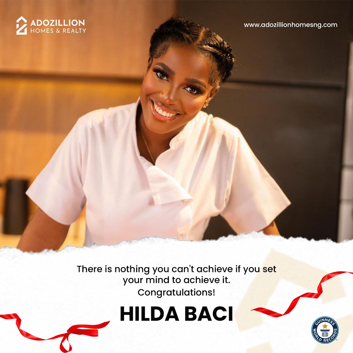 adozillionhomes's tweet photo. There is nothing you can't achieve if you set your mind to achieve it. 
@hildabasicooks @Hildabasi 
Your dedication, perseverance,  and exceptional talent have set a new standard of excellence.

 #Guinessbookofrecord #portable #100Hrs #congratulationsqueen #Internationalpassport https://t.co/muvW929P40
