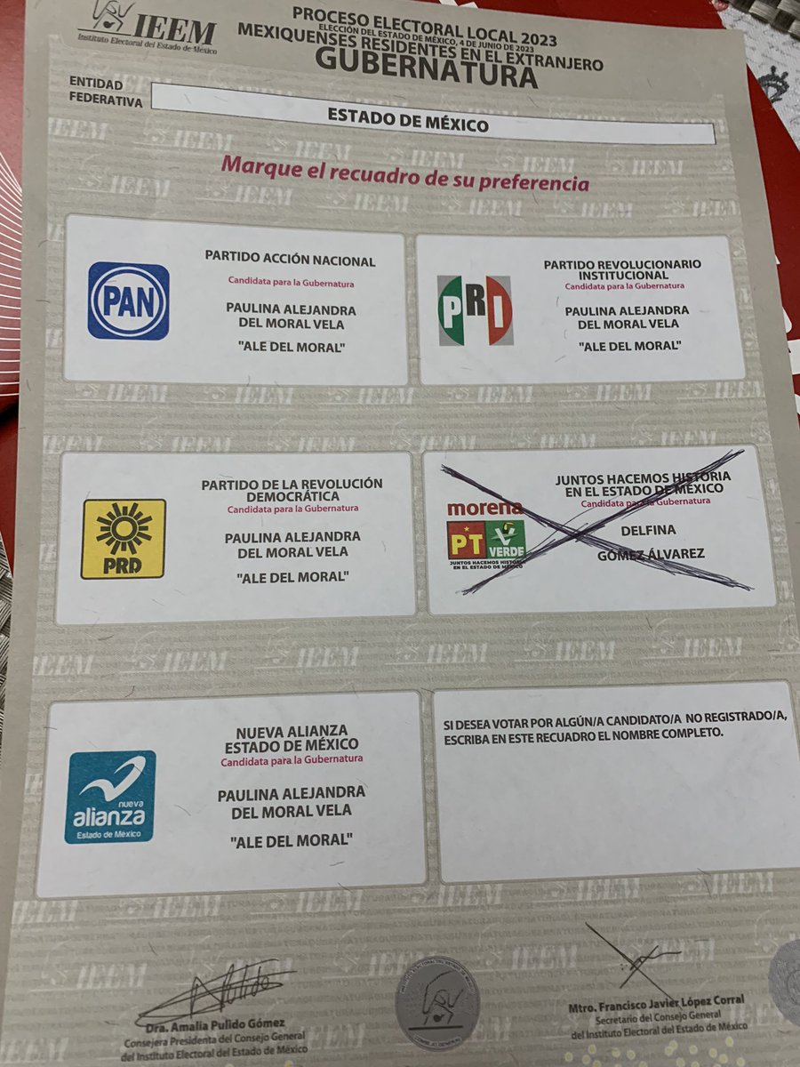 Llama mucho mi atención que la boleta para votar en el extranjero no tenga un recuadro exclusivo para <a href="/PartidoMorenaMx/">Morena</a> y tengas que hacerlo obligadamente en coalición y no sea igual con la coalición PRI-PAN-PRD-NA. Otra más del <a href="/INEMexico/">@INEMexico</a> 

<a href="/mario_delgado/">Mario Delgado</a>