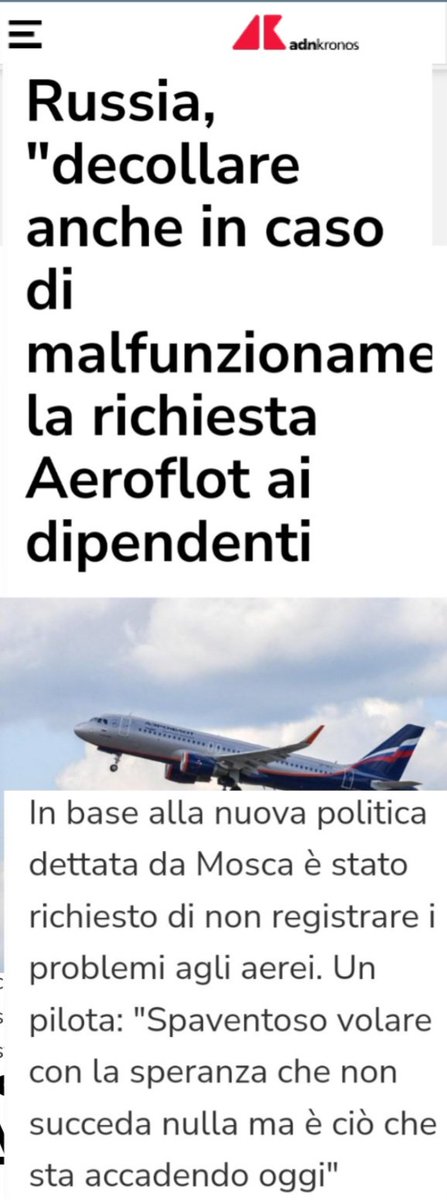 Penso che tutti i #leccaculi #figlidiputin siano pronti a farsi viaggio sugli aerei Aereflot x dimostrare che è tutta un'invenzione?
#pagliacci loro e il loro #macellaioassassino
💩💩💩
adnkronos.com/russia-decolla…