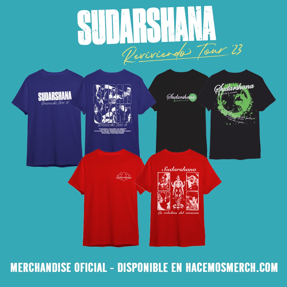 Sudarshana visita Lima y tenemos el merch oficial en exclusiva. Entradas para el show el 20 de mayo en <a href="/joinnus/">Joinnus</a>  tshirts en Hacemosmerch.com