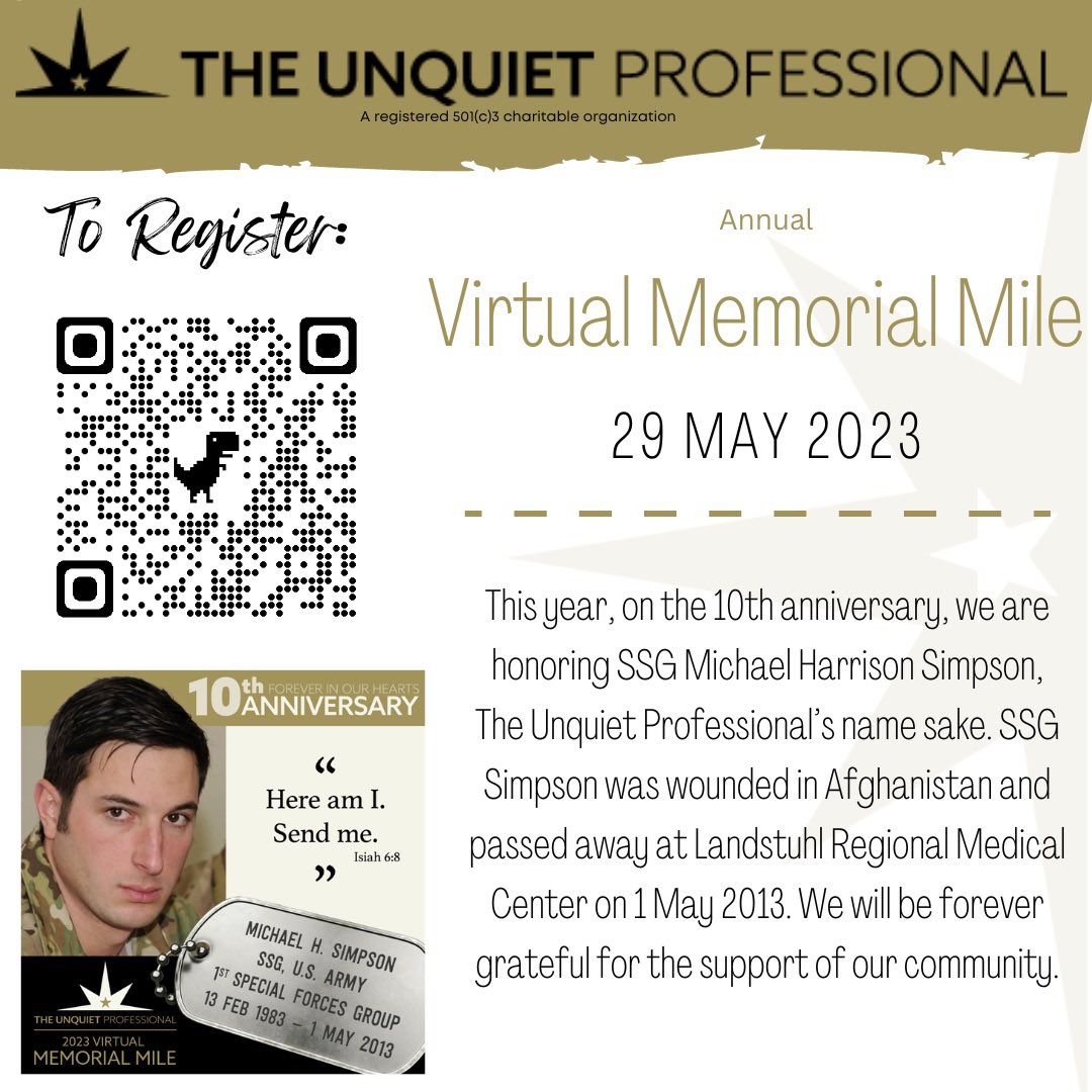 KSABraveGroup's tweet photo. I would be so GRATEFUL if you would consider registering for our Virtual Memorial Mile honoring Mike this year. It’s a special one for sure as we look back on the last 10 years without him and 10 years serving and supporting military families. https://t.co/9DIwaTib8k https://t.co/gLjfRHb52h