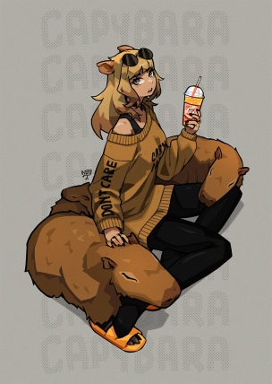 Chloecapy's tweet photo. well.. i wanted to change my character from a shapeshifter to a capybara girl, i hope you like it ^^ https://t.co/CNx6PGCr2N