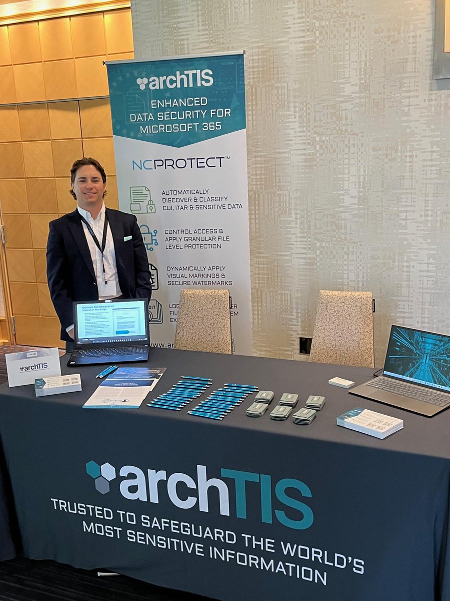 arch_tis's tweet image. Stop by the @arch_tis booth today at #CMMCDay to learn how to automate #dataclassification, #dataprotection and #CUI visual markings in Microsoft applications for #CMMC, #NIST and #ITAR #compliance. We&apos;ll be here all day!