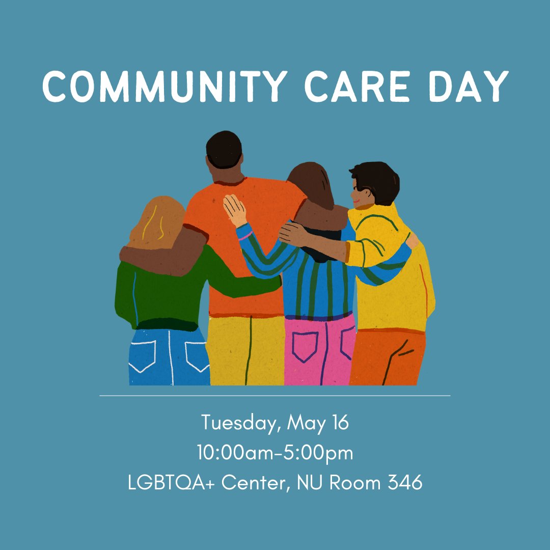 Tomorrow, the LGBTQA+ Center will be holding a community care day during our normal office hours. Join us for a safe, affirming environment that is open to any and all members of our campus community. Join us for movies, snacks, coloring pages, games, and community.