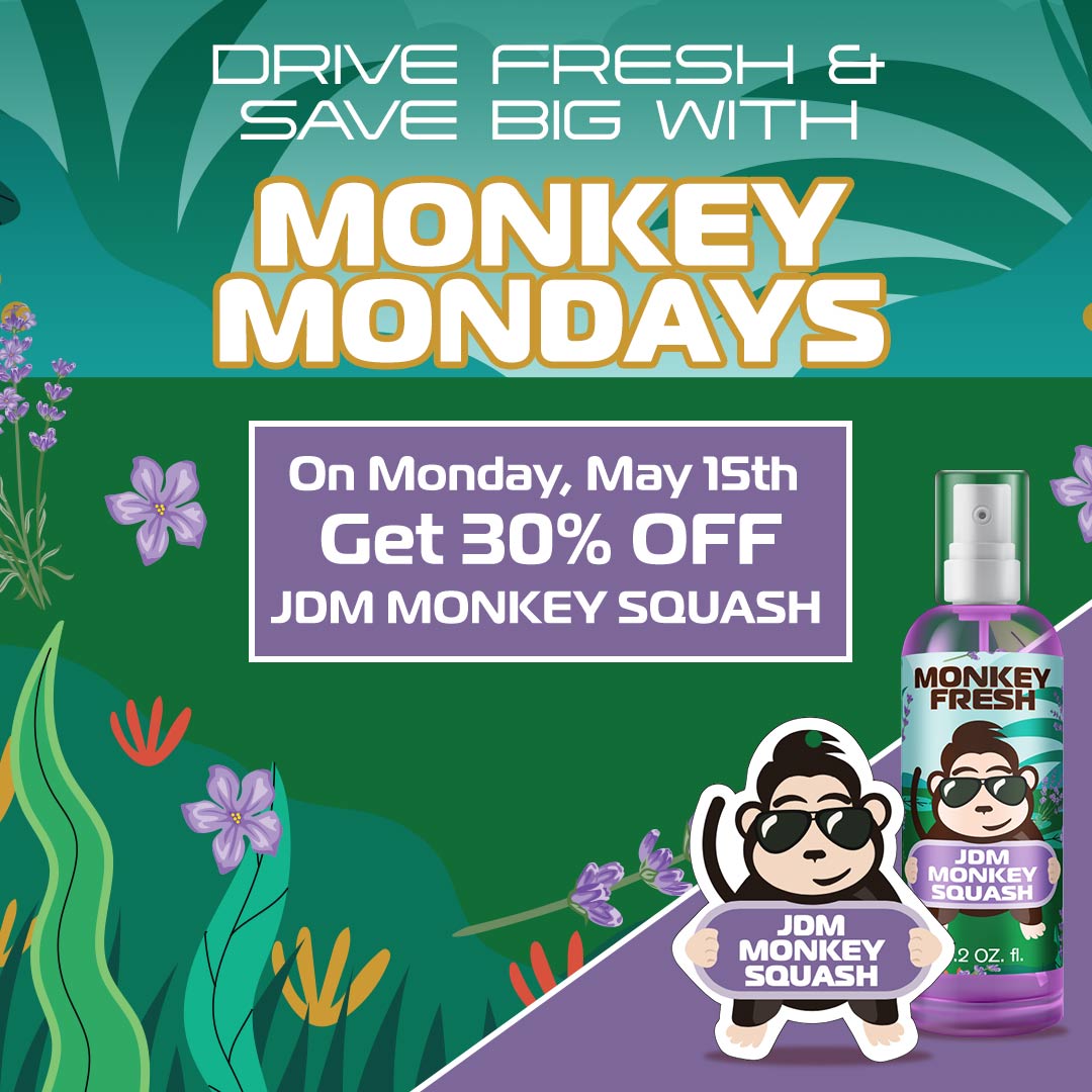 ShopMonkeyFresh's tweet photo. Drive in a whole new freshness while saving BIG with #MonkeyFresh's....
#jdm #monkey #SQUASH #airfresheners
#Shop #Today and get 30% OFF on any JDM Monkey Squash air freshener with #MonkeyMondays 
Get yours at 👉https://t.co/zgnybGiUrj
Enter code JDM30 at checkout. #Automotive https://t.co/E7gCyiX7QM