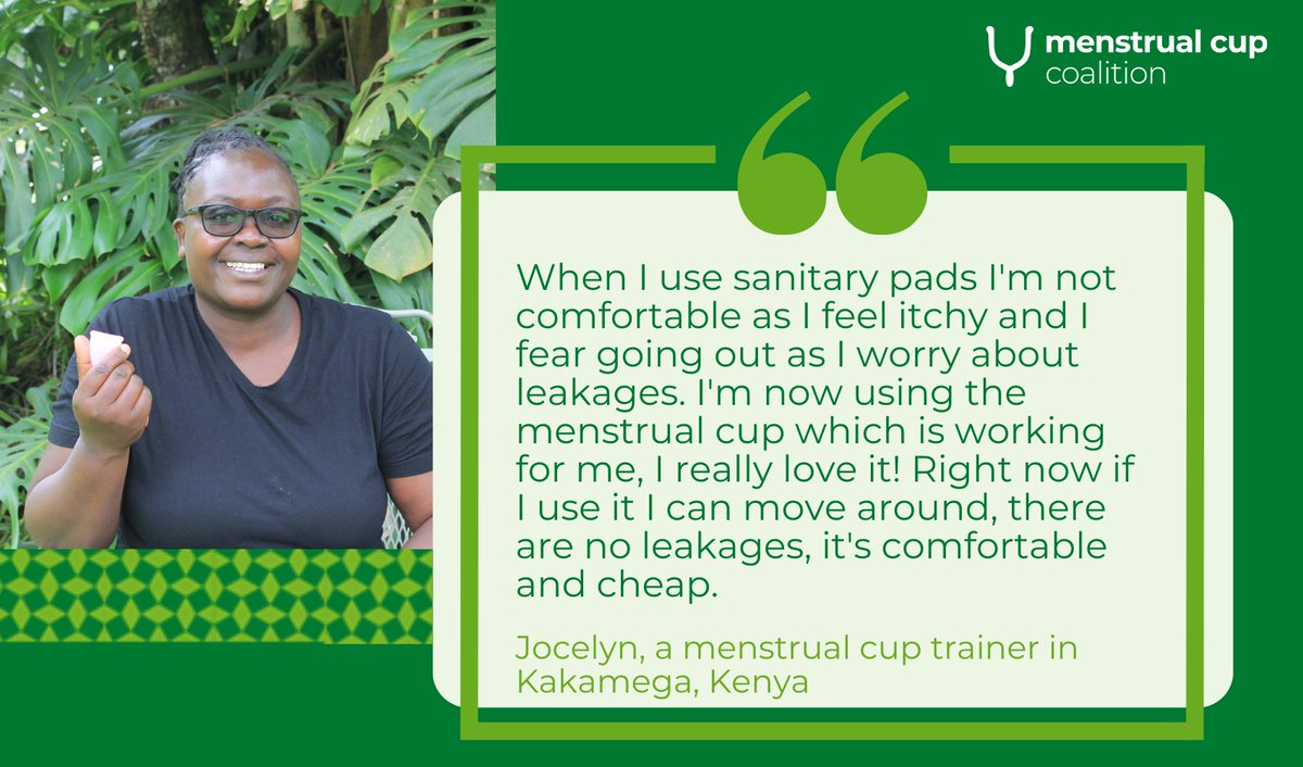 MenstrualCupC_'s tweet photo. Along with social, environmental + financial benefits, #menstrualcups are key to achieving gender equality. ♀️ Jocelyn, a menstrual cup trainer in Kakamega, #Kenya tells us how menstrual cups have improved her quality of life⬇️For more on our impact visit https://t.co/TX5o6fXljh. https://t.co/QFqWut8tH1