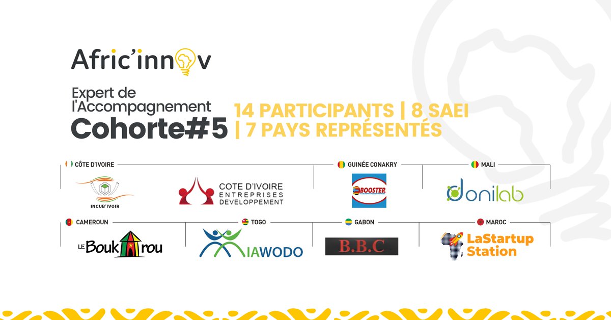 Africinnov's tweet photo. Nous sommes ravis de vous annoncer le démarrage de la 5e cohorte de la formation #expertdelaccompagnement. Cette nouvelle aventure qui a débuté le 3 mai dernier réunit 14 participants issus de 8 #SAEI.
Restez à l'écoute pour en savoir plus sur les participants et leurs parcours ! https://t.co/aFORv7Rr4m