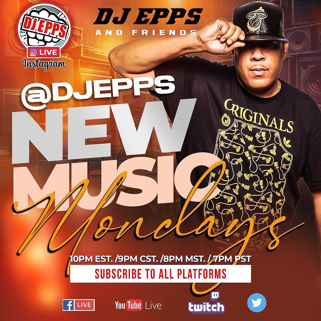 🚨🎶 Miami's @DJEPPS is featuring YOUR 🎶 on his exclusive playlist TONIGHT! 🔥 Submit NOW to djeppsandfriends@gmail.com. Be ready via Cash app $djepps. Tune in for #NewMusicMondays at 10pm EST on @djepps IG LIVE. #Music #Miami #Livestream #HipHop #Rap #RnB