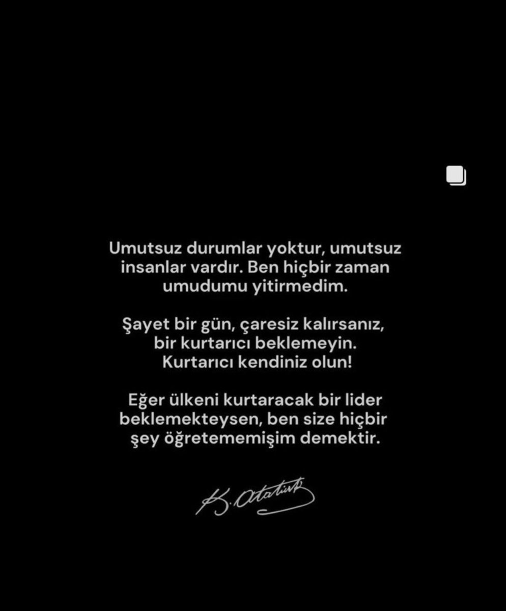 Umutsuz durumlar yoktur, umutsuz insanlar vardır. Ben hiç bir zaman umudumu yitirmedim . Şayet bir gün, çaresiz kalırsanız bur kurtarıcı beklemeyin kurtarıcı kendiniz olun ! Gazi Mustafa Kemal ATATÜRK #SinanOgan <a href="/DrSinanOgan/">Dr. Sinan Oğan</a> #ZaferPartisi #UmitOzdag <a href="/umitozdag/">Ümit Özdağ</a> <a href="/GokmenEsgin/">Gökmen ESGİN</a>